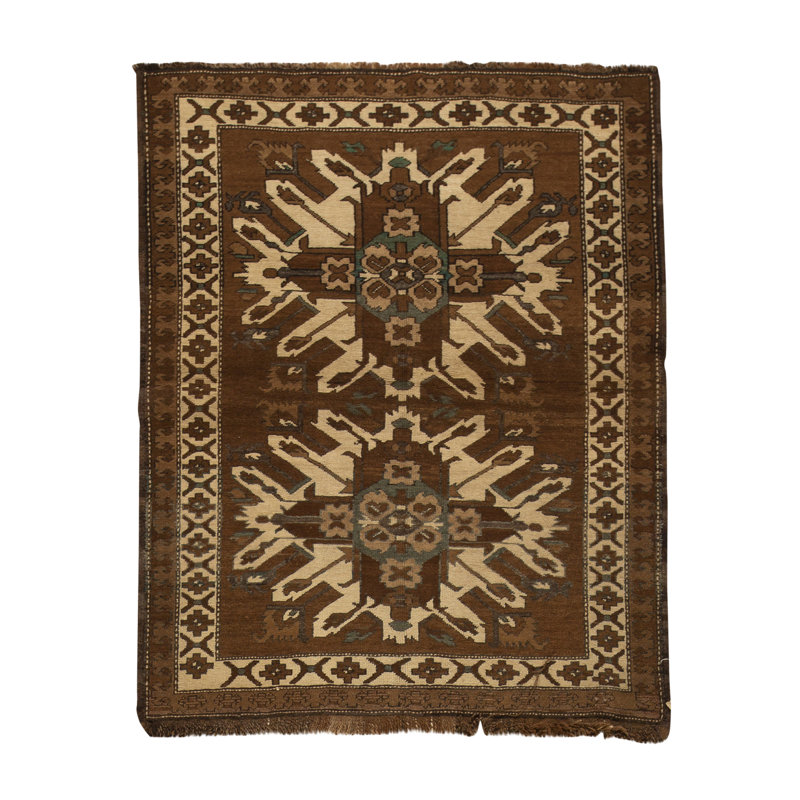 Tapis brun de haute qualité noué à la main