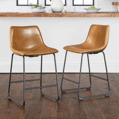 Yannet Counter Height Bar Stools, Modern Counter Stool Faux Leather Barstools with Back