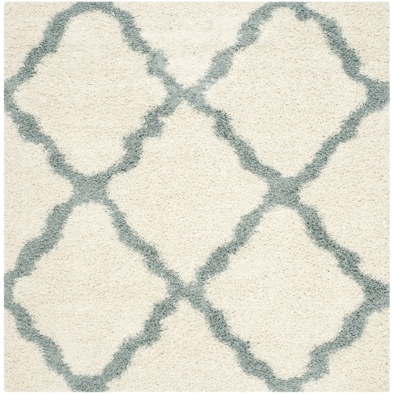 Tapis ivoire / bleu clair Alonnah, Carré 6 pi