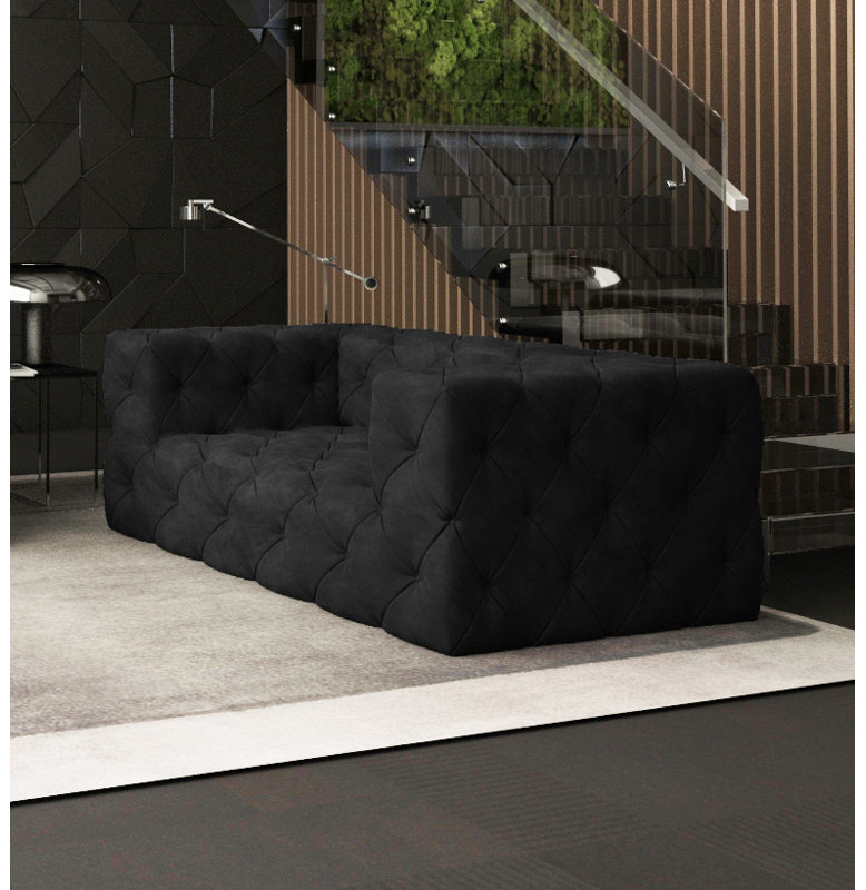Jannie 2 Seater Velvet Sofa, Black