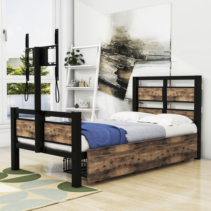 Lit avec rangement ouvert Coleridge, Noir