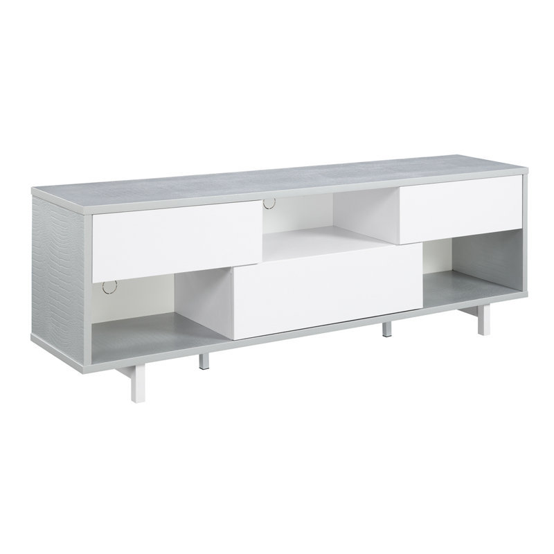 Piotrowski Unfinished TV Stand for TVs up to 65", Gray Faux Croc/White