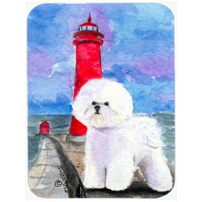 Winston Porter Bichon Frise Lighthouse Glass Cutting Board