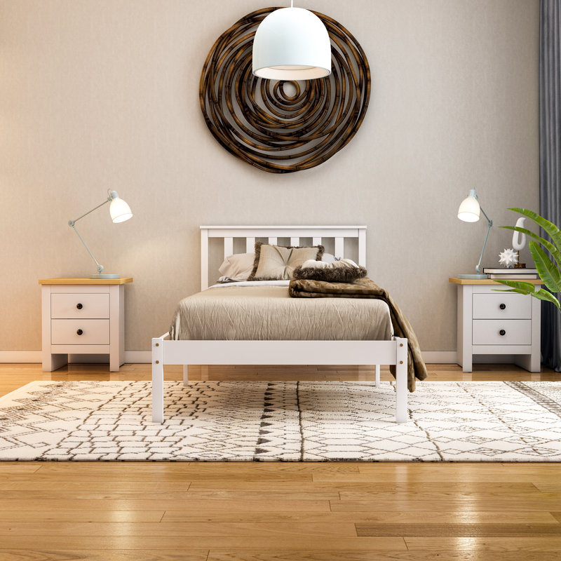 Frederique Solid Wood Bed, White, Single (3')