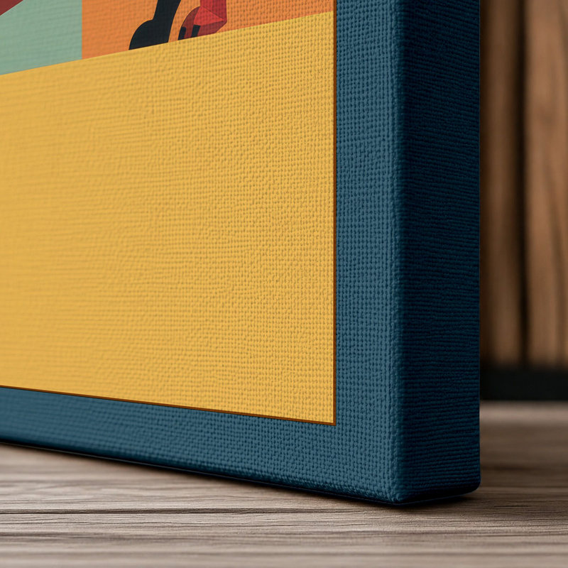 Geometric Dachshund Modern - Wrapped Canvas, 30x20 - 76.2 x 50.8 cm, Teal Border
