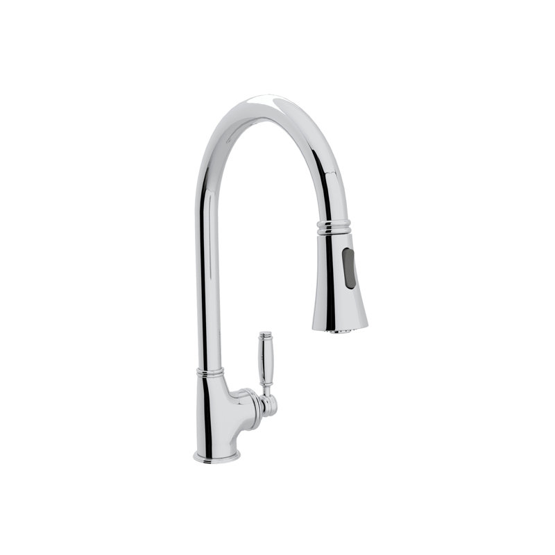 Gotham Pull Down Single Handle Kitchen Faucet With Accessories, Polished Chrome