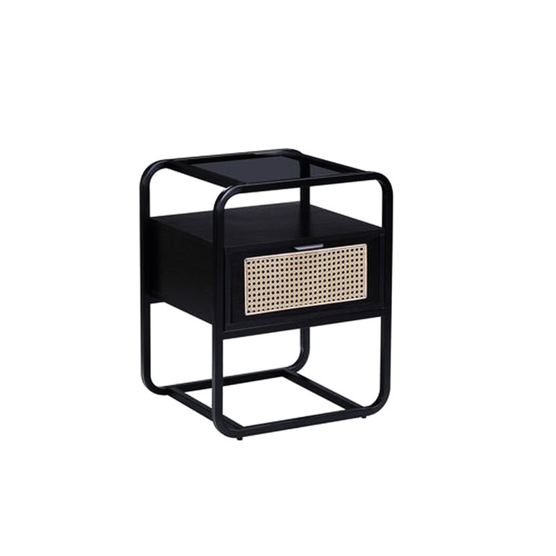 Table d'appoint à structure métallique avec glissière de tiroir à extension 3/4 pour salon L 14 po x l 11 po l 4 po de hauteur intérieure