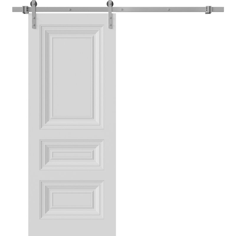 Porte de grange 4 | Blanc ESSENTIEL 1233 | Ensemble de quincaillerie lourde pour rail 8 pi | Portes intérieures solides