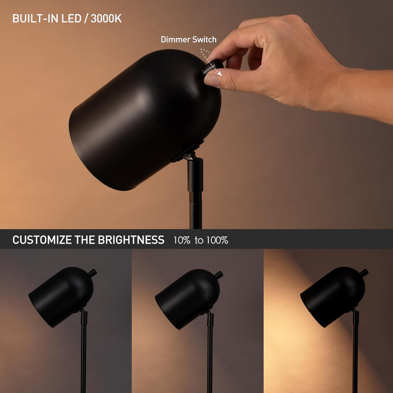 Adjustable Tripod Led Floor Lamp With Dimmable Light, Swivel Head, And Telescoping Base For Reading And Task Lighting