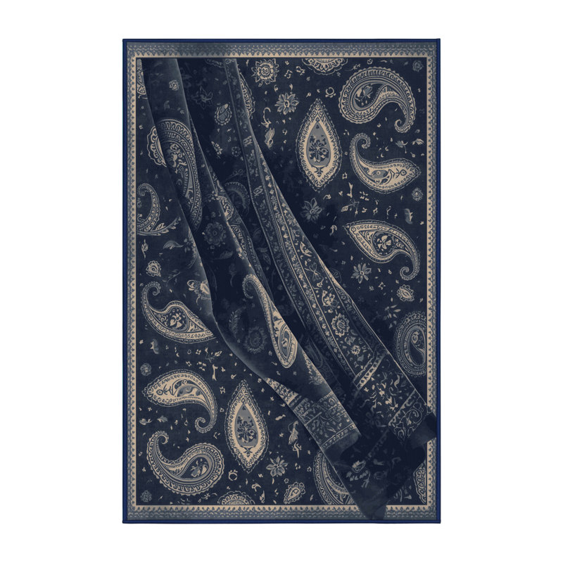 Tapis motif cachemire gris lavable à la machine Brooksville, 7 x 9