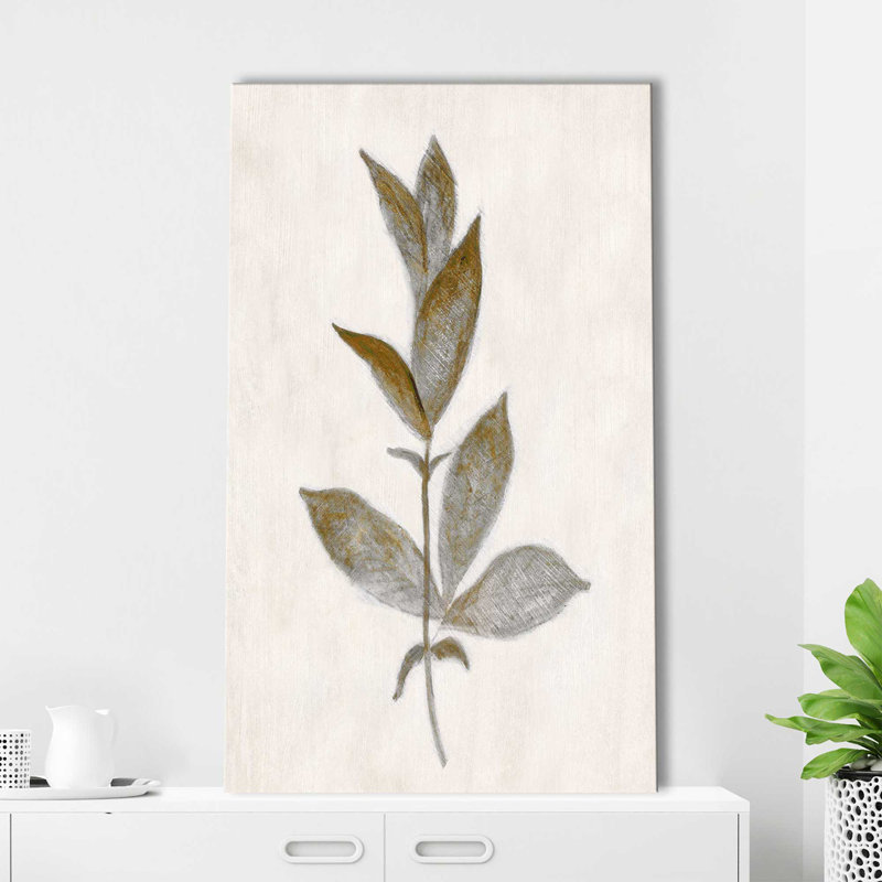Bronze Leaf II par Tava Studios - Peinture, L 18 po x H 30 po, Toile tendue