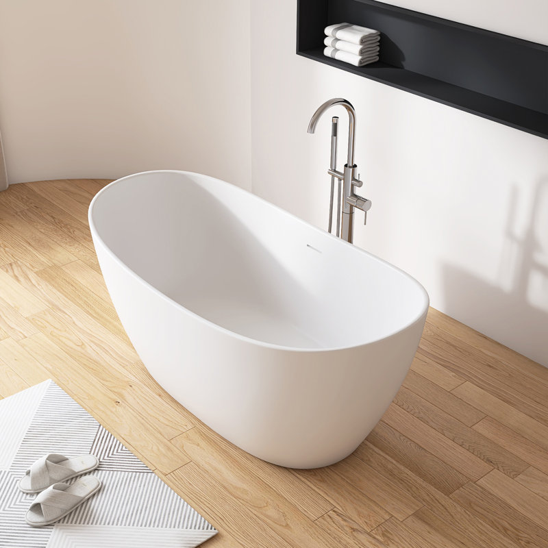 55" X 28" Solid Surface Artificial Stone Freestanding Bathroom Soaking Bathtub