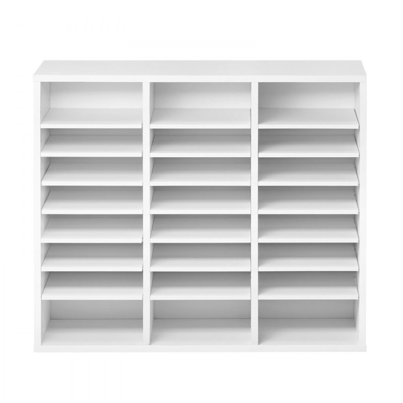 Organisateur de documents, boîte aux lettres de bureau à 24 compartiments avec tablettes réglables, trieur de boîtes aux lettres en bois, panneau de fibres à densité moyenne, rangement pour les dossiers, documents, papiers, blanc