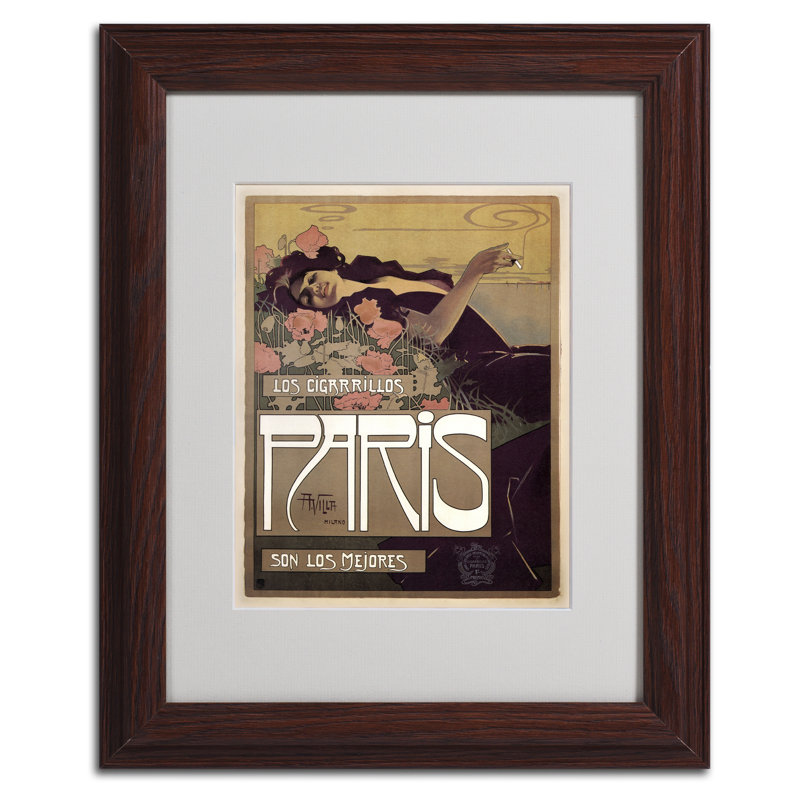 " Paris Cigarettes 1901 ", 14" H x 11" W x 0.5" D, Brown