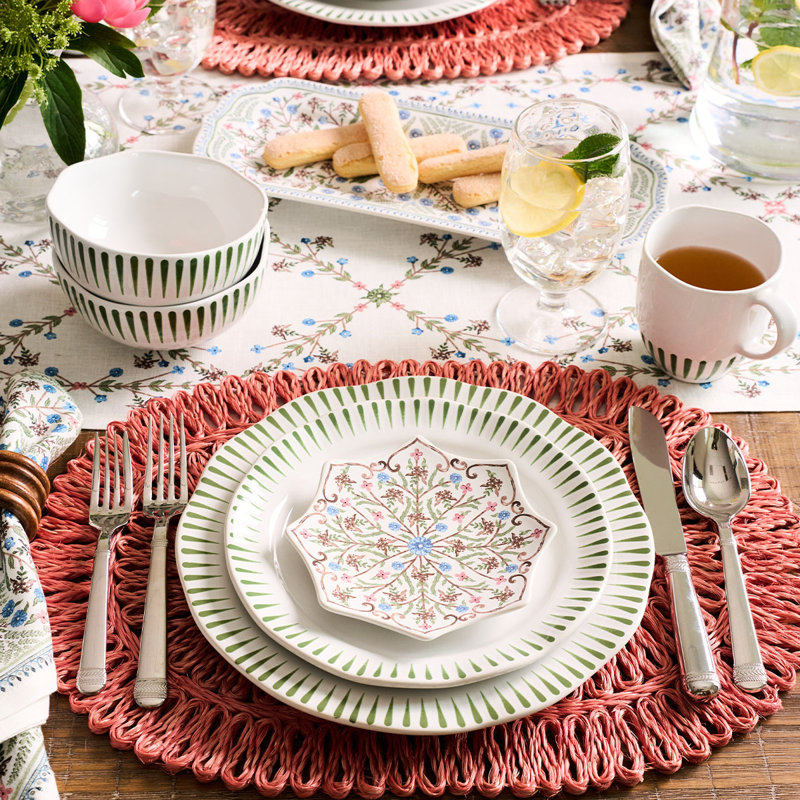 Straw Loop Oval Placemat, Coral