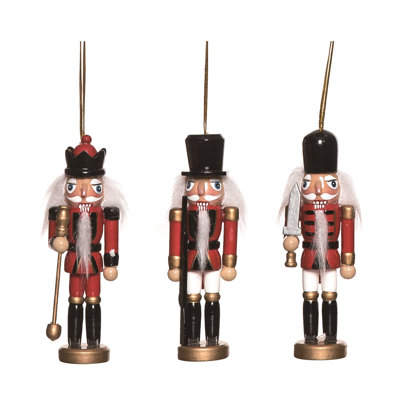  Wood Regal Nutcracker Ornament Set of 3 Christmas Home Decorations