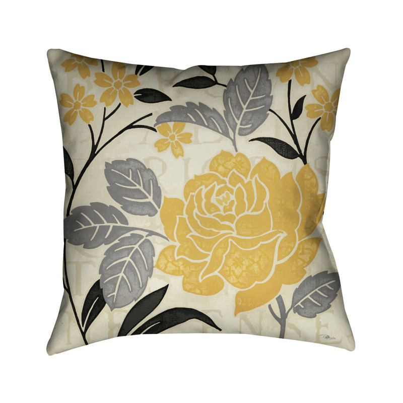 Perfect Petals Square Pillow Cover & Insert, Yellow