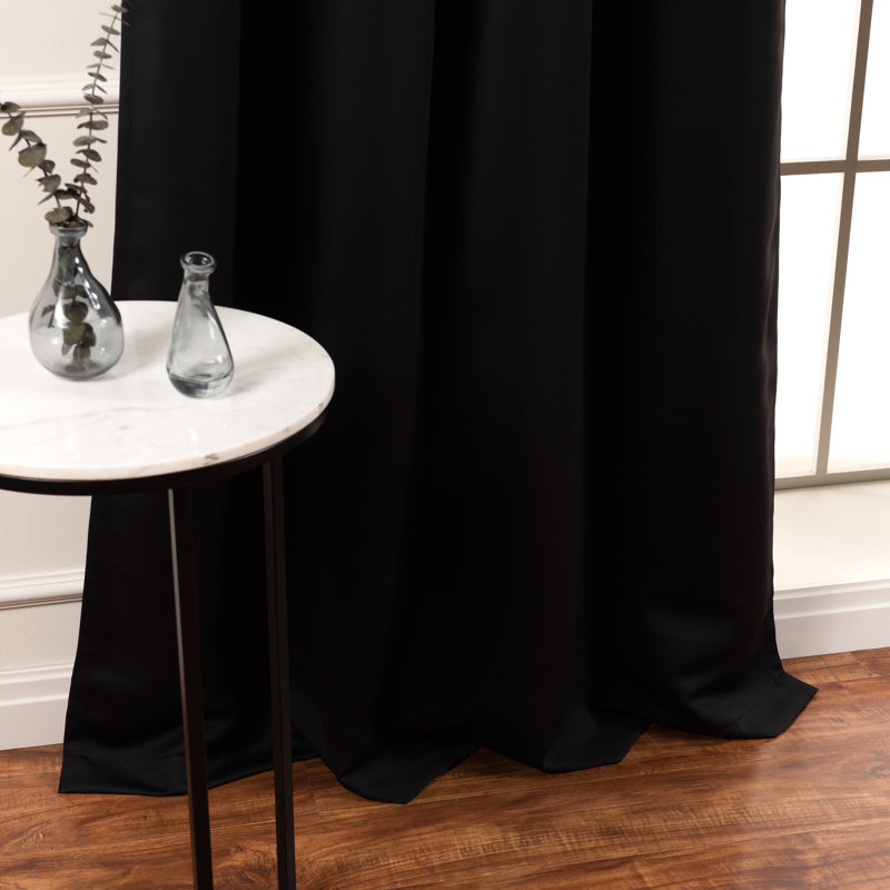 Lympsham Blackout Curtain Panel Pair, Black, 52" W x 84" L