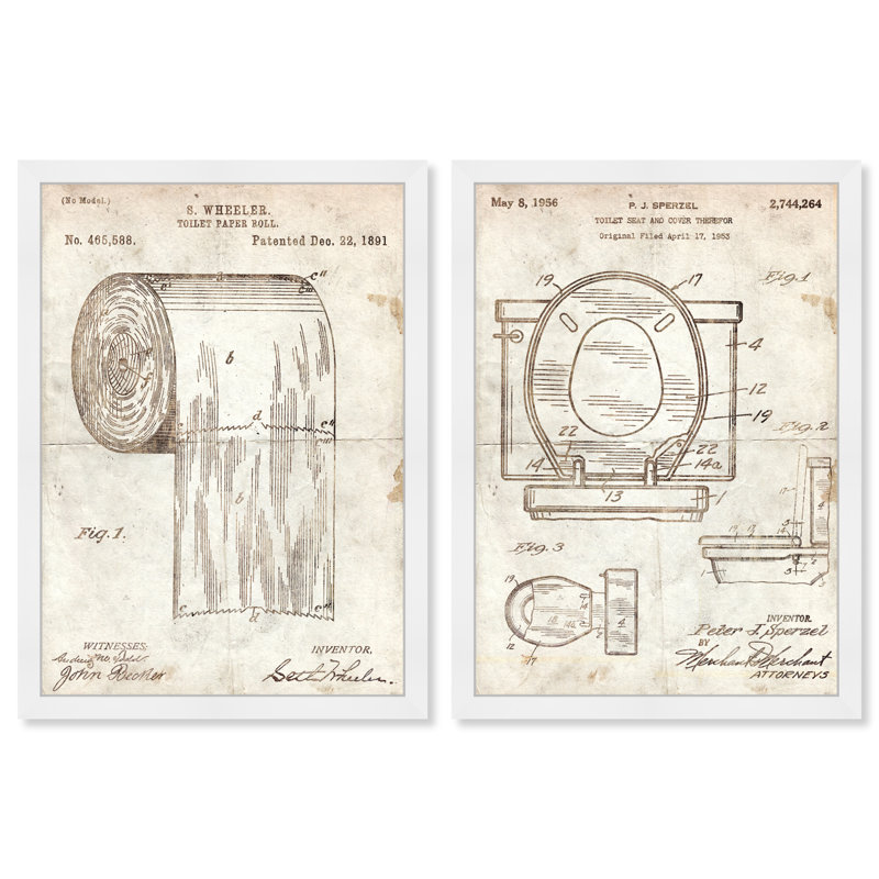 Bath and Laundry Bathroom Essential SET Industrial White Paper Wall Art Print