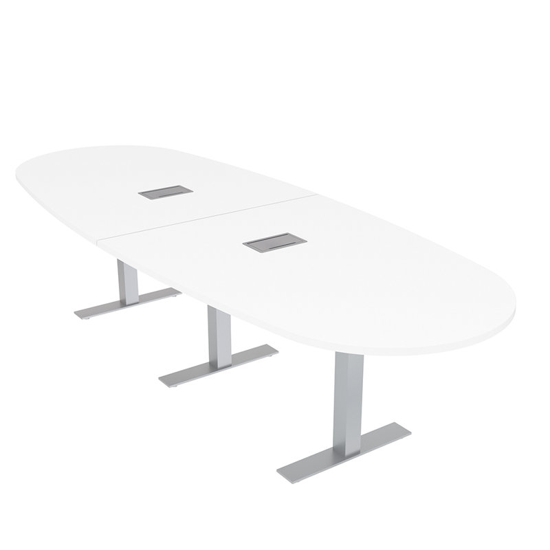 Table de conférence ovale pour bateau avec puissance et données, Blanc classique, L 120 po x l 48 po