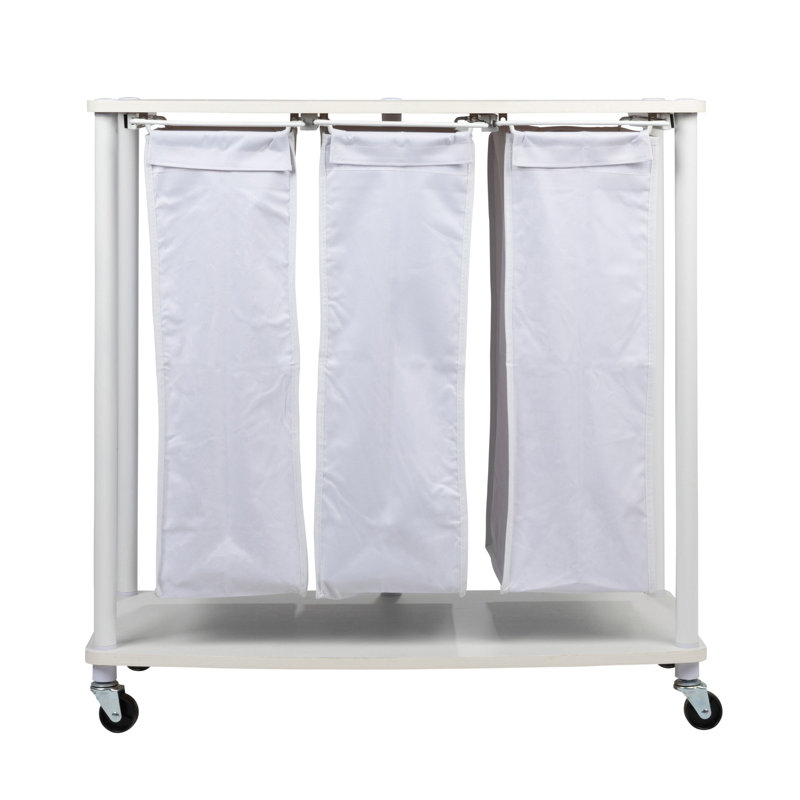 Rolling Laundry Sorter, White