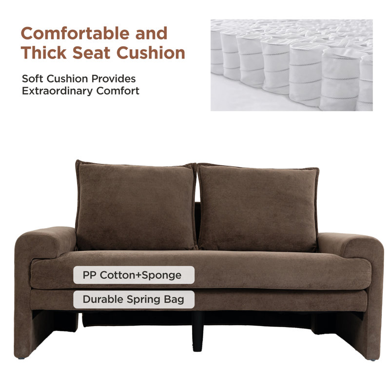 Ensemble canapé et fauteuil lounge rembourrés, collection de sièges en tissu avec accoudoirs incurvés et coussins profonds
