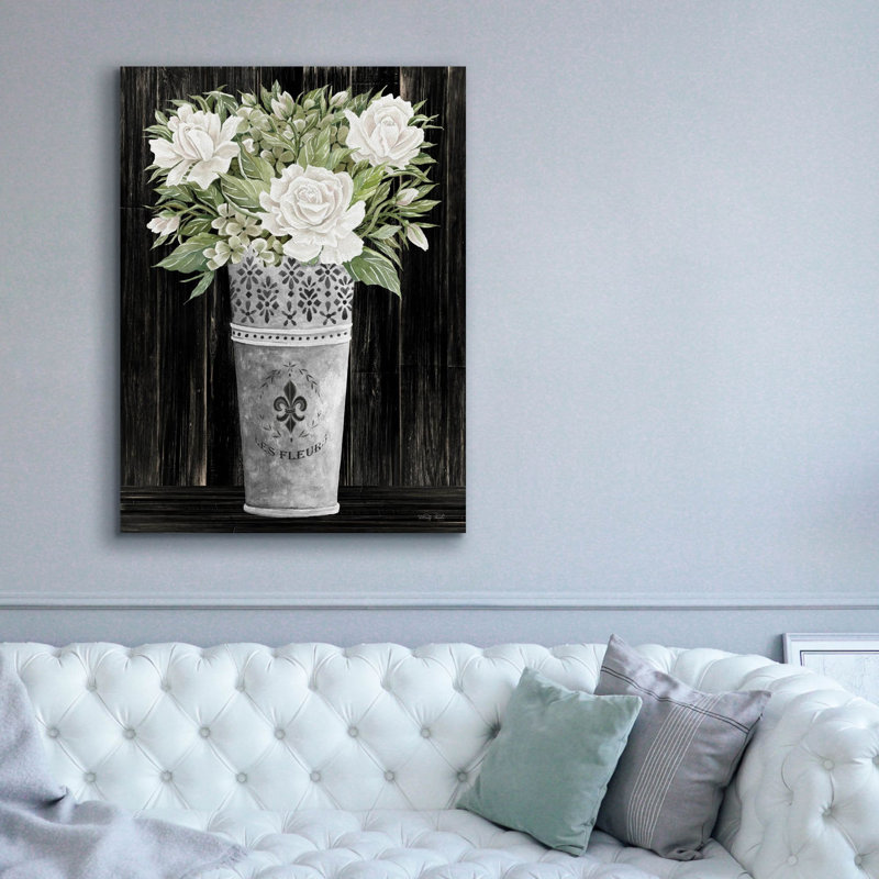 «Punched Tin Floral III» par Cindy Jacobs, art mural sur toile, H 54 po x l 40 po x P 1,5 po