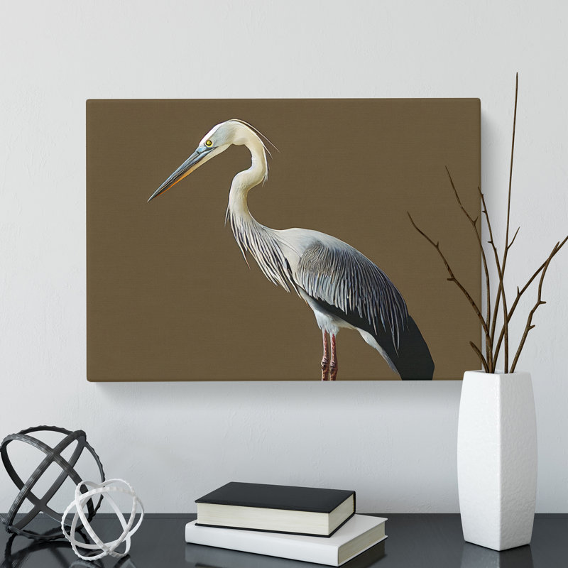 A Head Turning Heron Bird - Wrapped Canvas, 35cm H x 50cm W x 3cm D