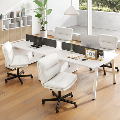 Pu Leather Swivel Armless Office Desk Chair