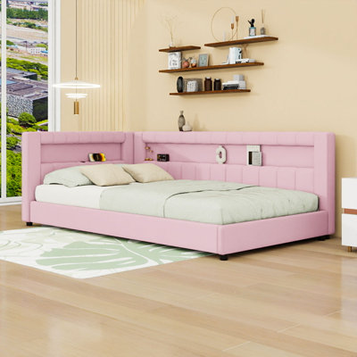 Upholstered Daybed with LED Lights and USB Ports