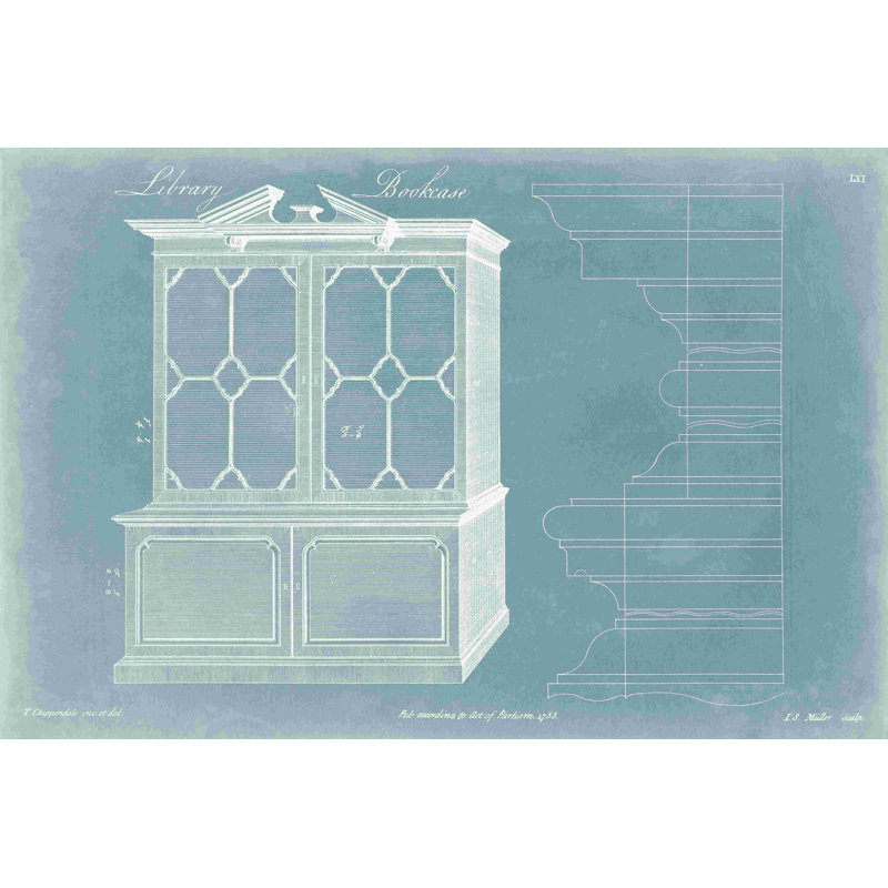 " Chippendale Library Bookcase I " by Thomas Chippendale, 8" H x 12" W