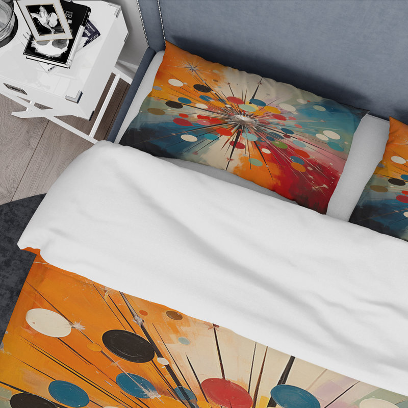 Ensemble de housse de couette Colorful Mid Century, Housse de couette simple et deux taies décorative