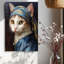 Reproduction sur toile rétro avec perle de chat Vermeer - Urban Studio-2078966990