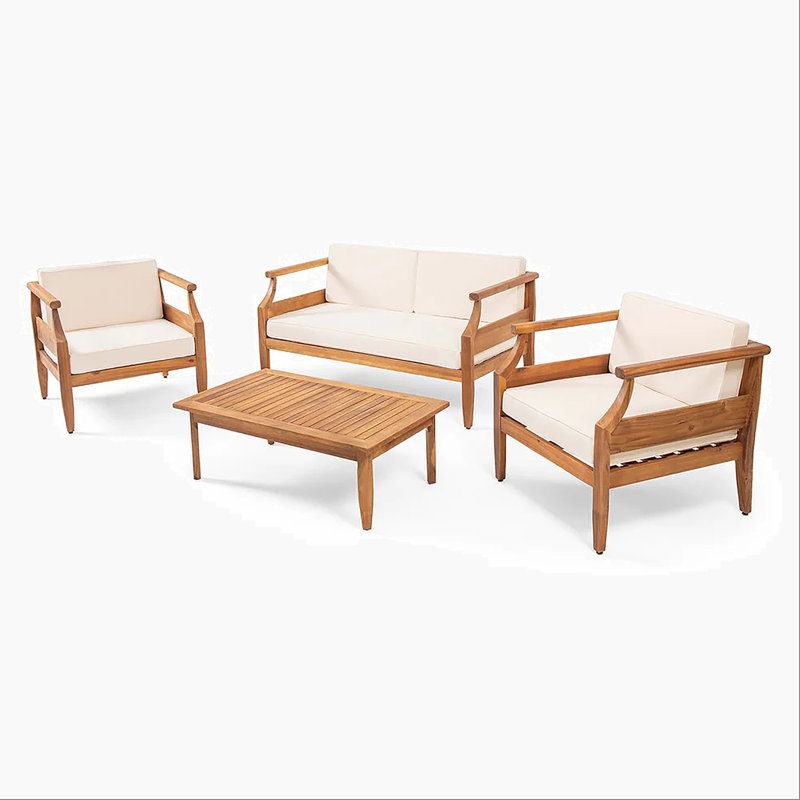 Ensemble de causeuse 4 places avec causeuse et table basse et fauteuil club Aston Outdoor Mid-Century
