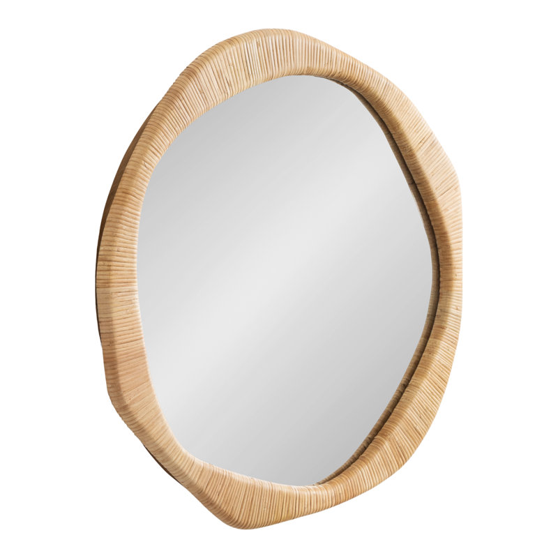Rahfy Coastal Irregular Round Rattan Wall Mirror