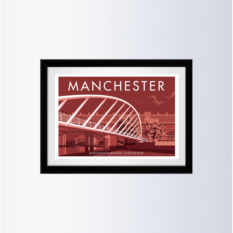 Manchester 5 by Stephen Millership - Print, 33.5cm H x 43.5cm W x 2.2cm D, Black