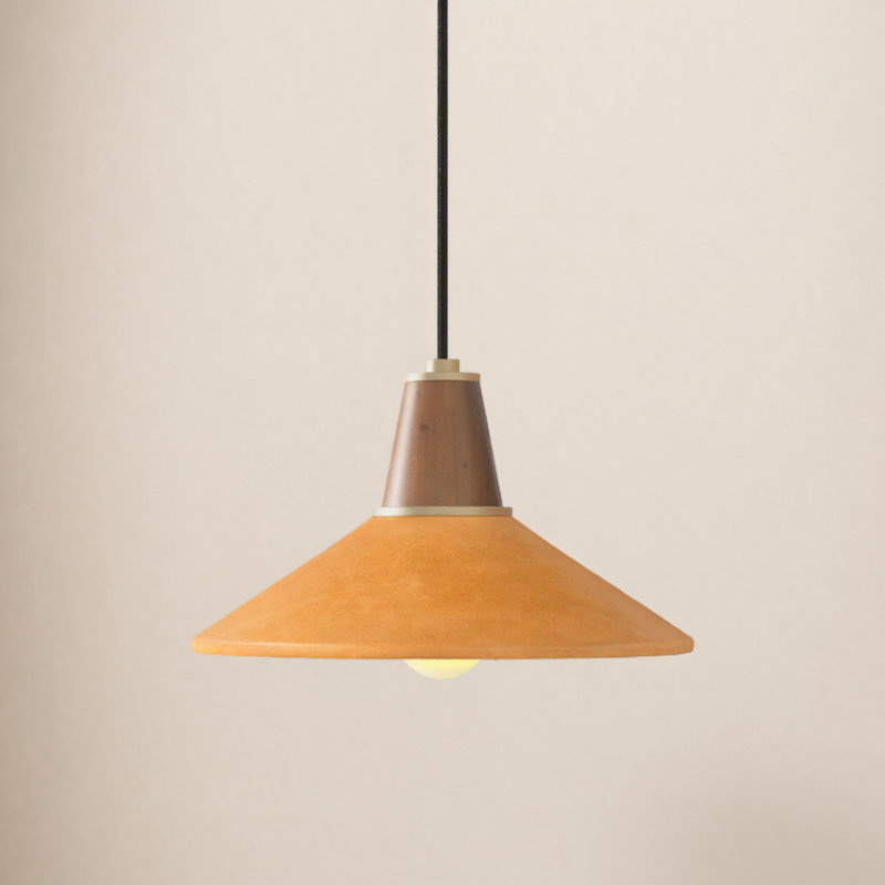 Cullen 1 - Light Pendant, Camel, Natural Walnut/Antique Brass