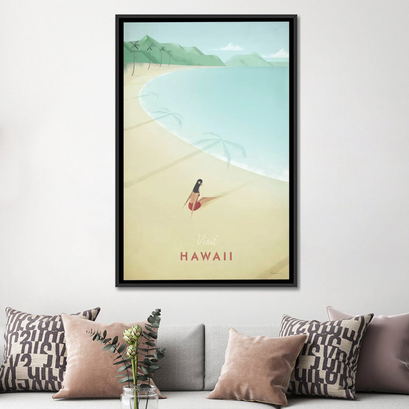 « hawaii », impression sur toile tendue, H 26 po x l 18 po x P 1,5 po, Toile avec cadre noir, Pas de tapis