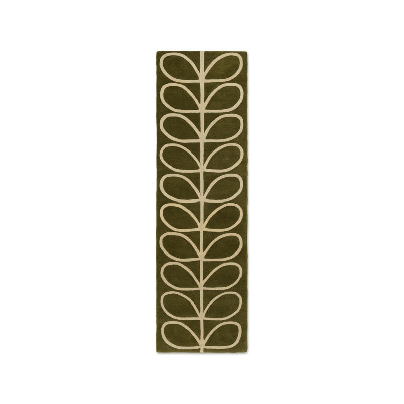 Hand Tufted Wool Abstract Area Rug in Olive, Runner 2'2" x 7'7"