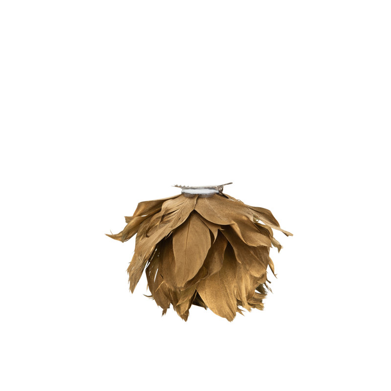 Loose Feathers+Clips Gold Small Ball Ornament, 10cm H x 10cm W x 10cm D, Gold