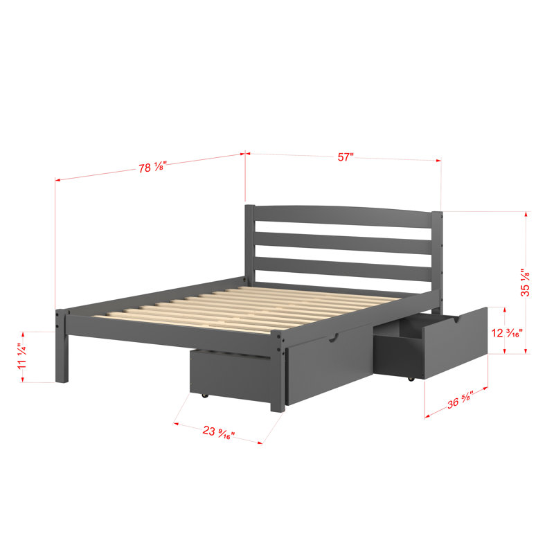 Lit double pour enfant Heera, Gris foncé