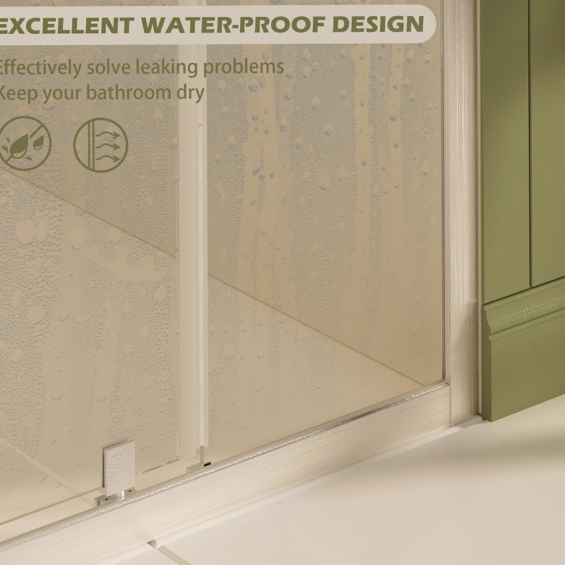 Porte de douche pivotante de l 31 à 33 po x H 72 po, porte de douche en verre trempé transparent de 1/4 po (6 mm) avec film anti-explosion, revêtement réversible Nano facile à installer, nickel brossé
