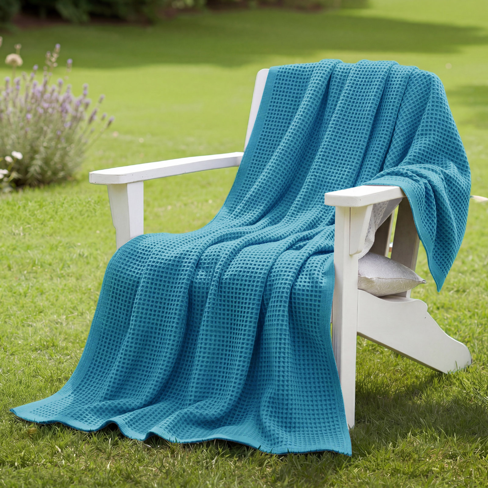 Bedsure Cotton Waffle Weave Throw Blanket, Queen, Teal