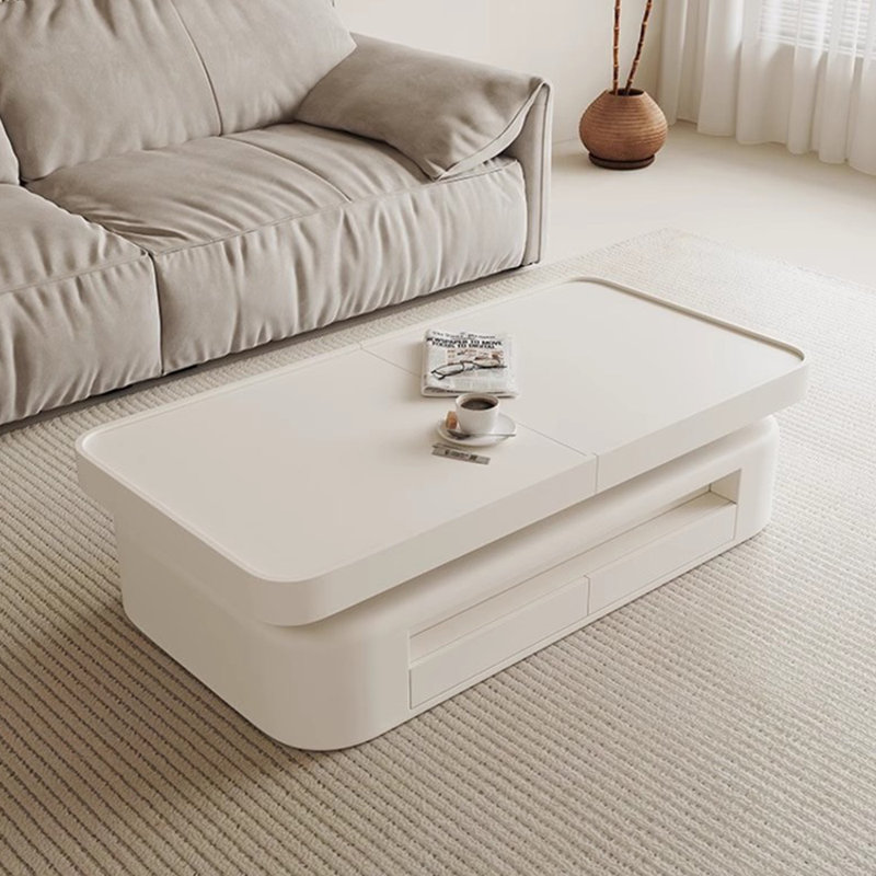 Creamy style multi-functional creative tea table, White