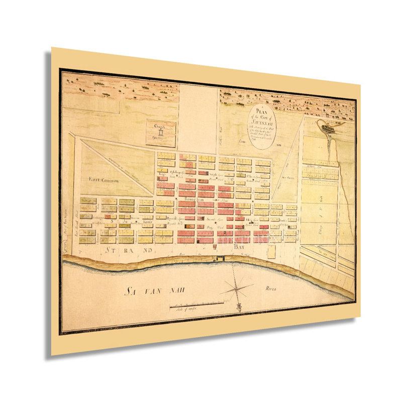 Carte de Savannah, 1796, 1796, H 24 po x l 36 po