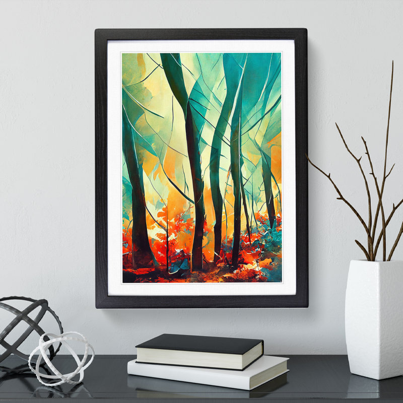 Forest Abstract No.3 - Single Picture Frame Print, 34cm H x 25cm W x 2cm D, Black