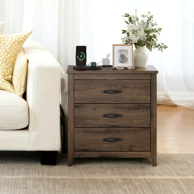 Allenside 24"W Nightstand with Charging Station,with 3 Drawers