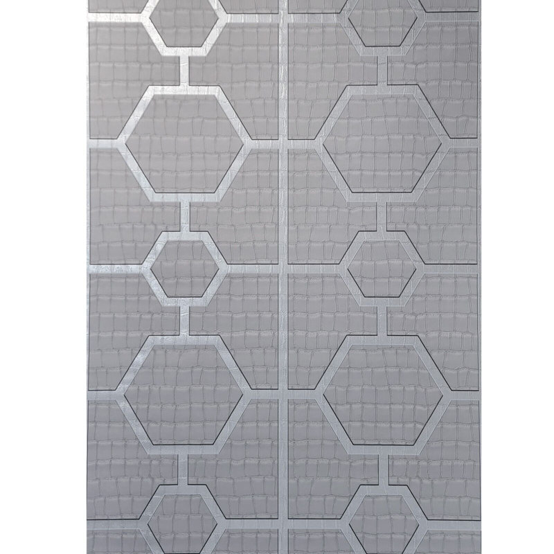 Papier peint alligator à motif de treillis métallique gris hexagonal Engver Geo