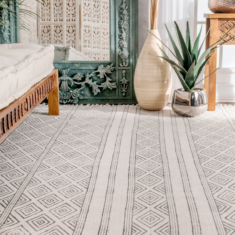 Behrendt Cotton Geometric Indoor Rug, Rectangle 8'6" x 11'6"