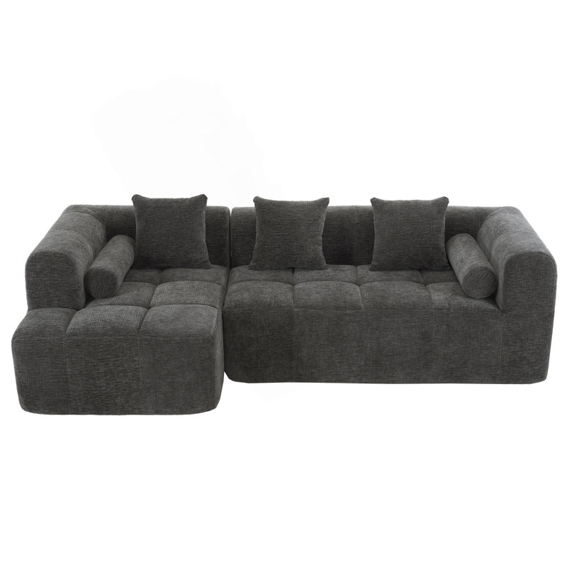 2 - Piece Upholstered Sectional, Gray Chenille